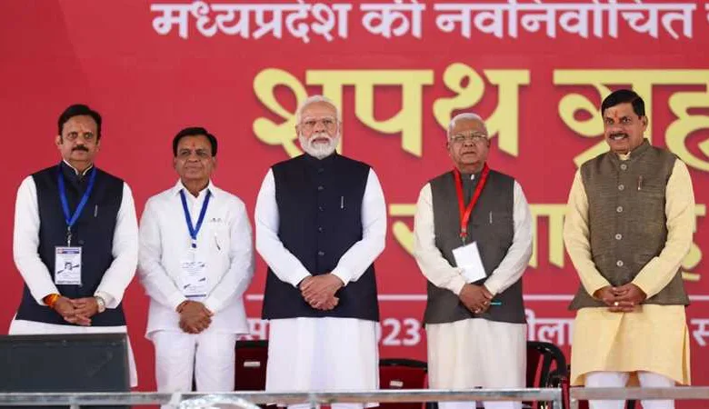 MP CM Oath Ceremony: Mohan Yadav took oath as Chief Minister of Madhya Pradesh, Jagdish Deora and Rajendra Shukla became Deputy CMs