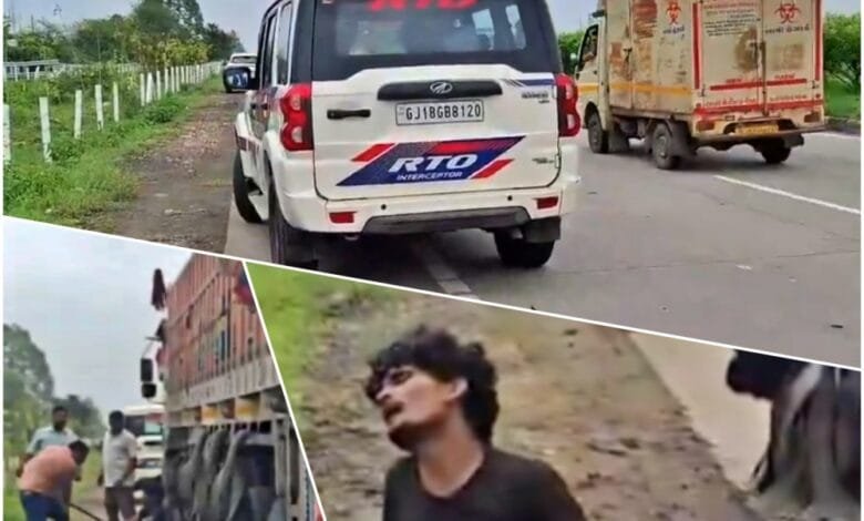 वर्दी में दरिंदगी: दाहोद में RTO अफसरों की गुंडागर्दी का वीडियो वायरल 1 Video of RTO official brutally thrashing truck driver in Gujarat goes viral
